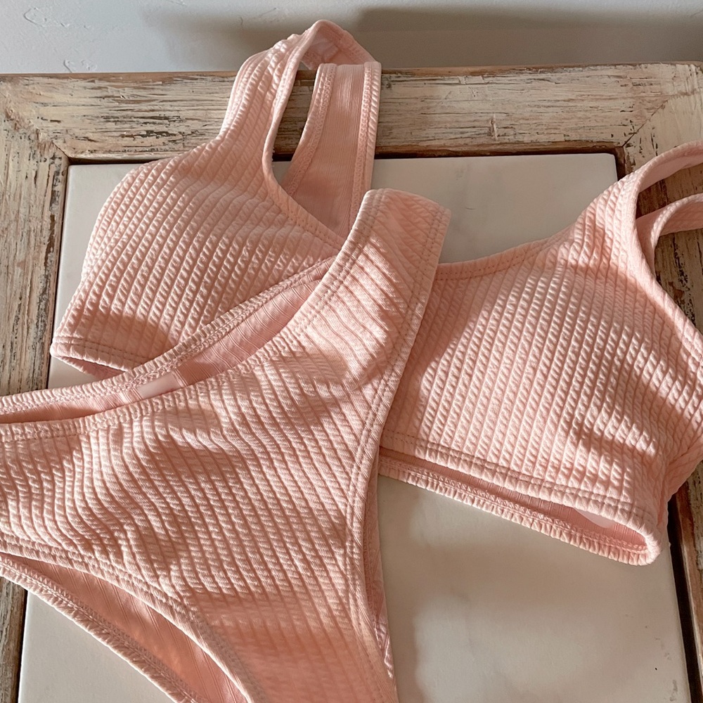 light pink ribbed bikini